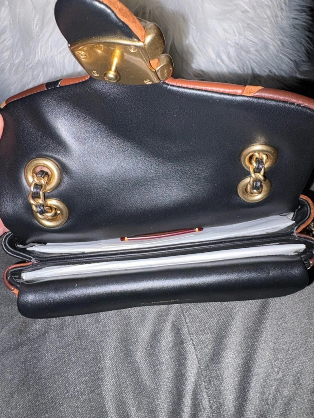 Coach Quilted Patchwork Shoulder Bag in Brown and Black Suede.
Tabby 20 - Picture 3 of 5